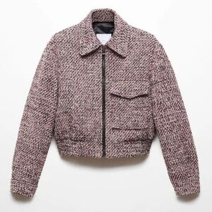 Mango Tweed‎ Bomber Jacket, Size S